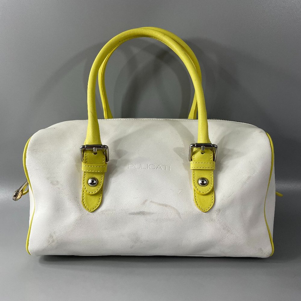 Pulicati White Leather Boston Purse/Handbag